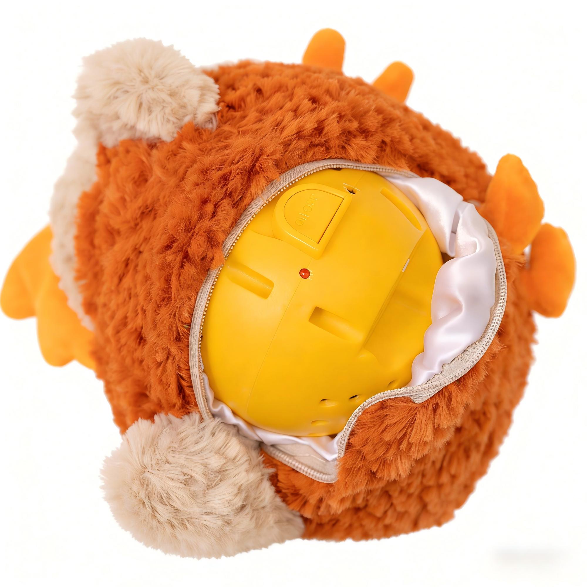 Tihoho Coco chick plush toy inside view, rechargeable music soother for babies, safe electronic stuffed animal